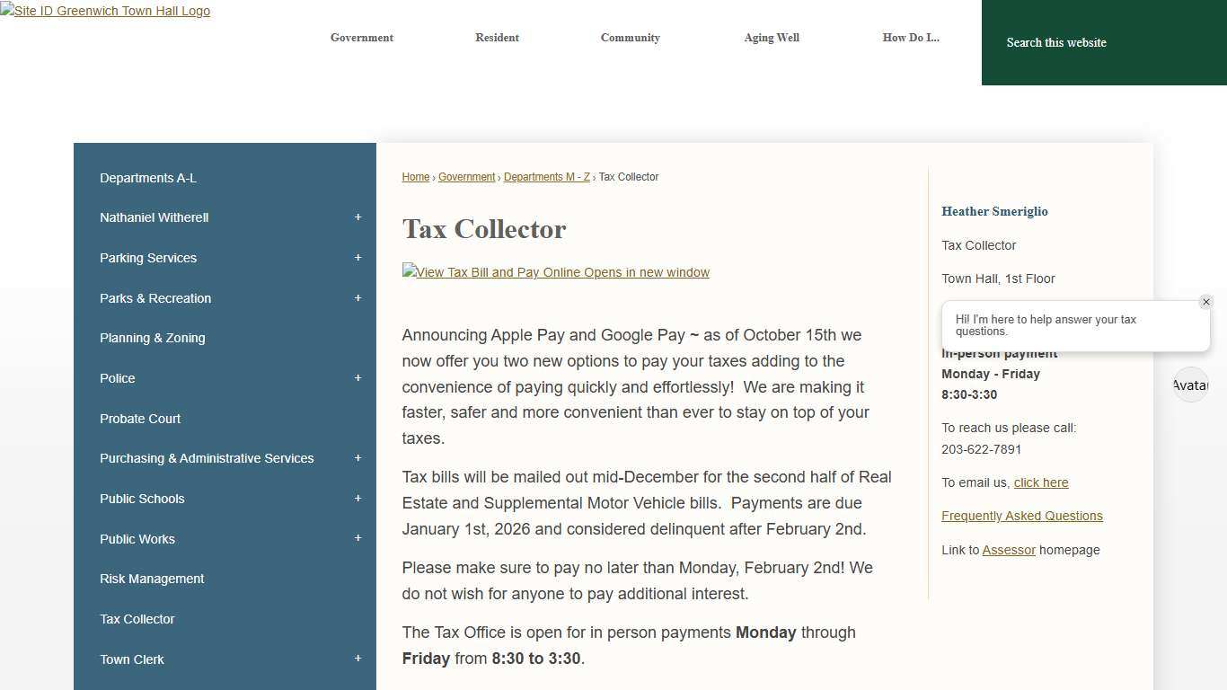 Tax Collector Greenwich, CT